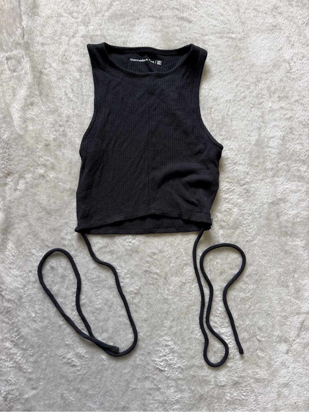 Abercrombie & Fitch Black Ribbed Tie-Hem Crop Tank